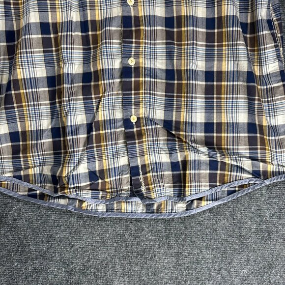 Ben Sherman Shirt Mens Large Button Up Blue Gray Yellow Plaid Cotton Pocket - Picture 2 of 9